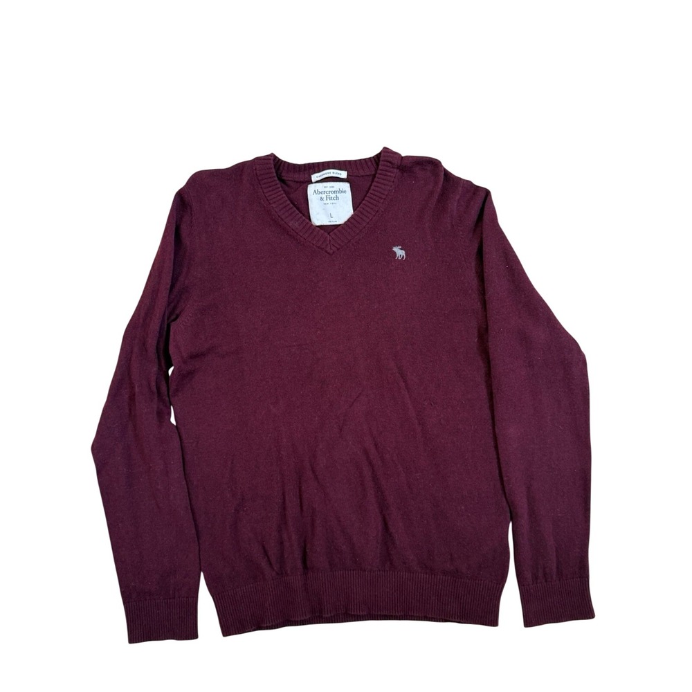 Abercrombie & Fitch Mens Muscle V-Neck Sweater Sz.L/Burgundy/Cashmere Blend
